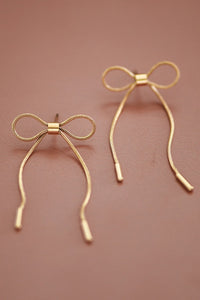 "Taking A Leap Of Faith" 18K Gold Dangle Bow Earrings