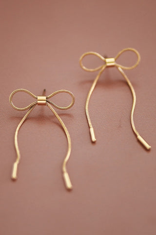 "Taking A Leap Of Faith" 18K Gold Dangle Bow Earrings