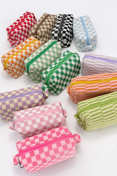 Checkered Makeup/Pencil Pouch Bag