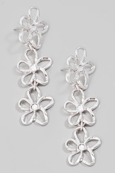 "Taking A Risk" Flower Chain Dangle Earrings