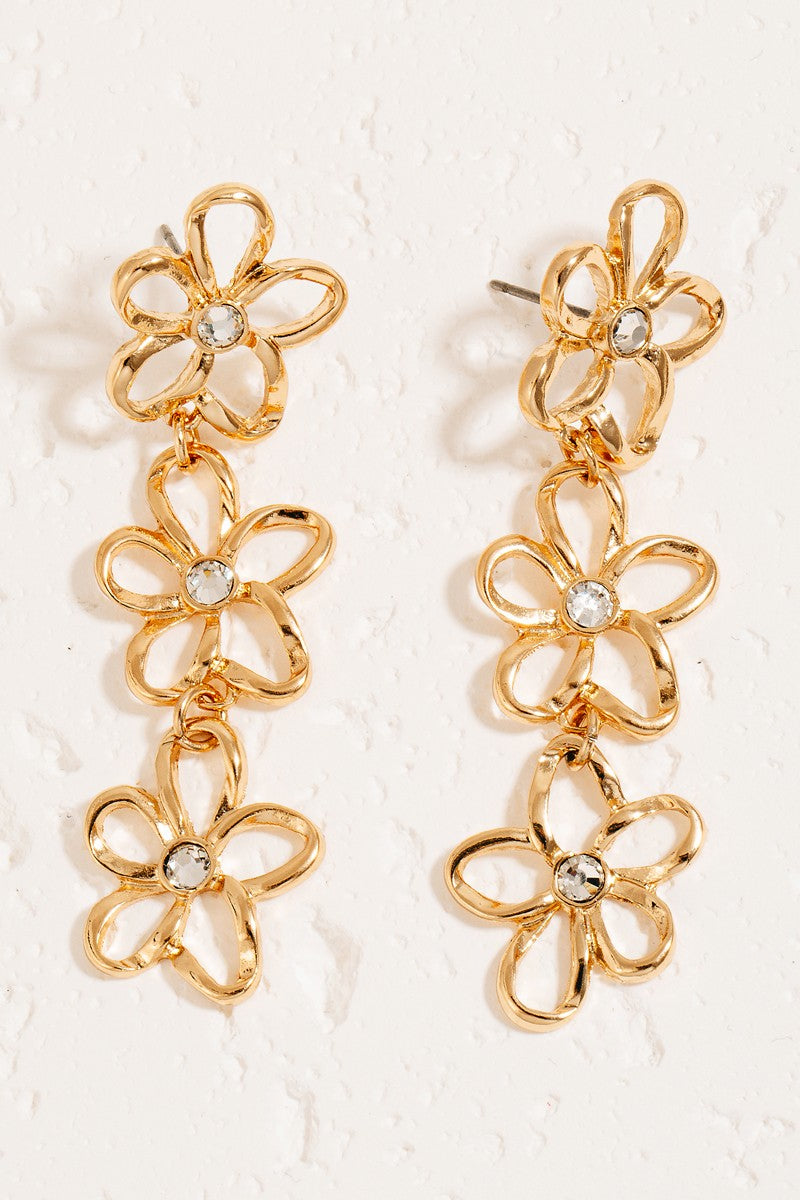 "Taking A Risk" Flower Chain Dangle Earrings