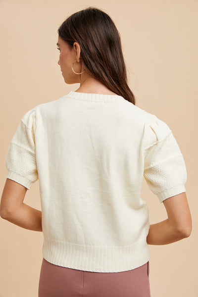 Light It Up Color Stitch Detail Sweater Top