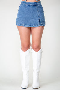 "It Was Always You" High Waisted Denim Skort