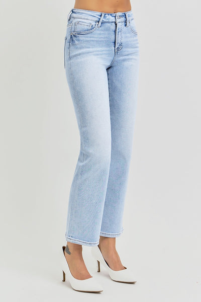 Risen "Madison" Tummy Control High Rise Crop Straight Jean