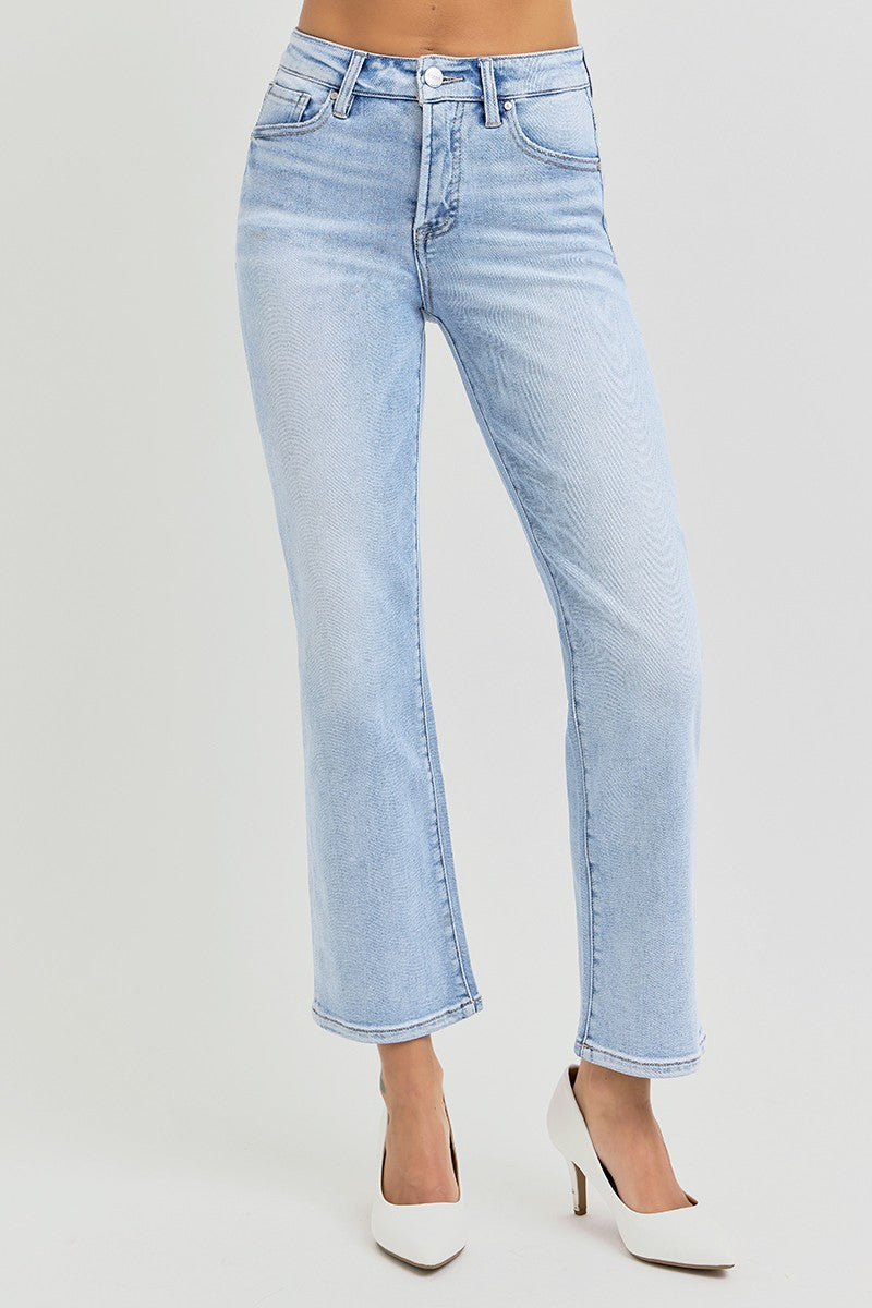 Risen "Madison" Tummy Control High Rise Crop Straight Jean