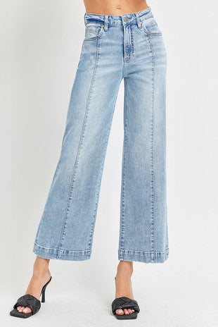 "Bailee" High Rise Crop Wide Leg Jean