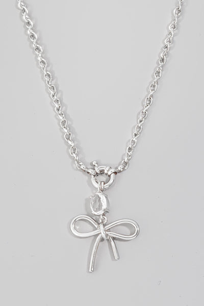 Own The Evening Ribbon Bow Pendant Necklace