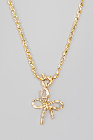 Own The Evening Ribbon Bow Pendant Necklace