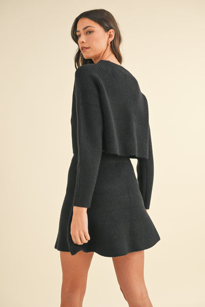 "When We Were Young" Long Sleeve Sweater Top And Flare Skirt Set