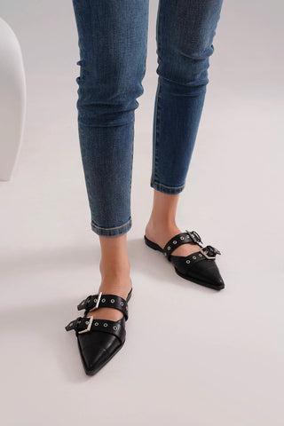 "Swirl" Strappy Pointy Toe Mules