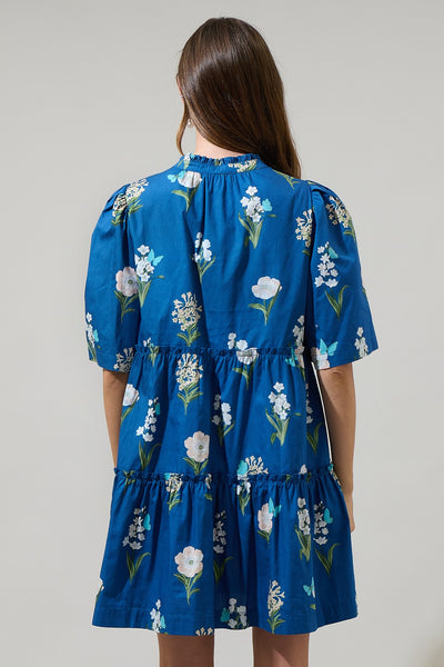 "All For Love" Floral Print Split Neck Shift Dress