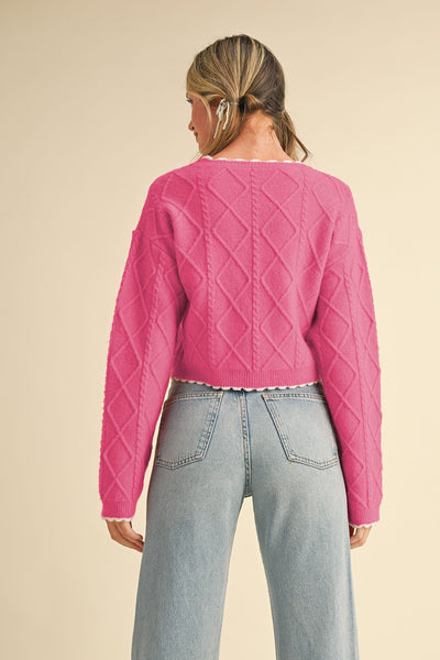 "Social Hour" Cable Knit Cropped Sweater Top