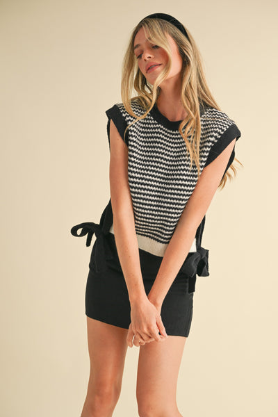 "Just Your Type" Striped Side Tie Sweater Top