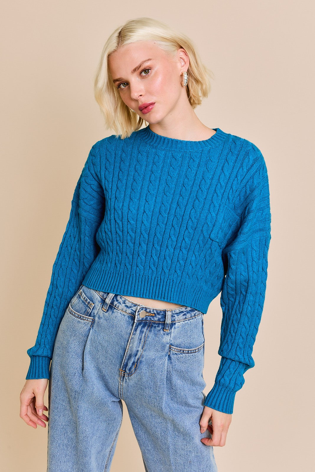 "In The Middle" Cable Knit Sweater Top