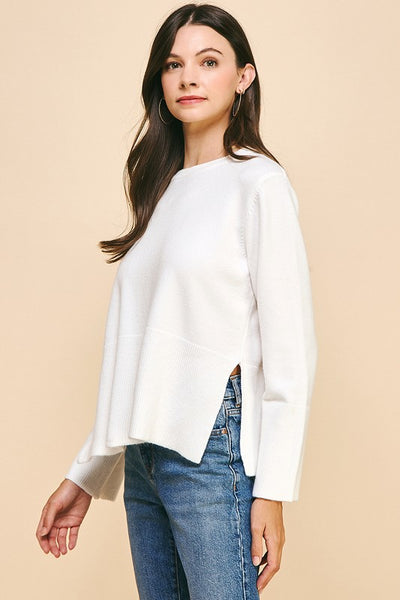 "Best Bet" Side Slit Long Sleeve Sweater Top