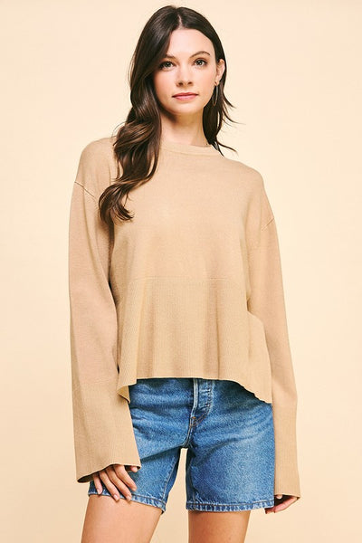 "Best Bet" Side Slit Long Sleeve Sweater Top