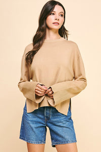 "Best Bet" Side Slit Long Sleeve Sweater Top