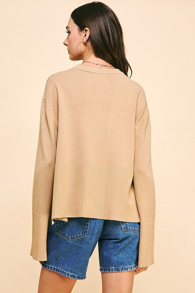 "Best Bet" Side Slit Long Sleeve Sweater Top