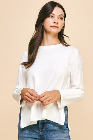 "Best Bet" Side Slit Long Sleeve Sweater Top