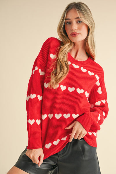 "Better Luck Next Time" Heart Ribbed Knit Sweater