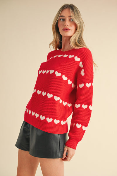 "Better Luck Next Time" Heart Ribbed Knit Sweater