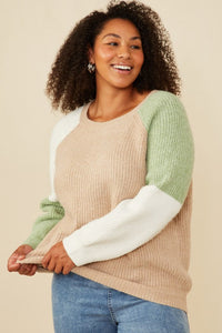 "Walk in the Woods" Plus Color Block Sweater