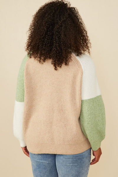 "Walk in the Woods" Plus Color Block Sweater