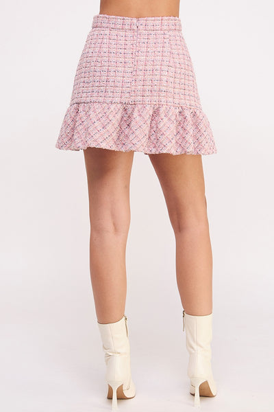 "Waiting On Forever" Pink Tweed Mini Skirt