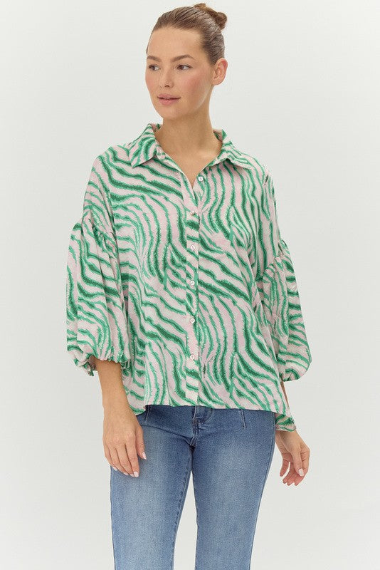 "Take A Chance" Zebra Print Dolman Sleeve Top