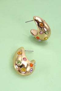 "What's The Latest" Multi Stone Teardrop Earrings