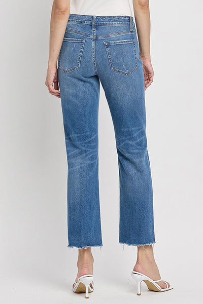 Flying Monkey "Nana" Mid Rise Distressed Straight Jean