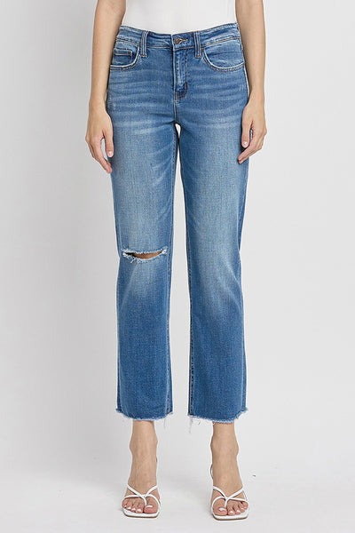 Flying Monkey "Nana" Mid Rise Distressed Straight Jean