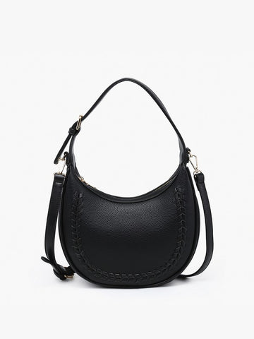 "Tristan" Shaped Whipstitch Shoulder Bag/Satchel