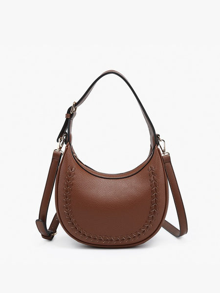 "Tristan" Shaped Whipstitch Shoulder Bag/Satchel