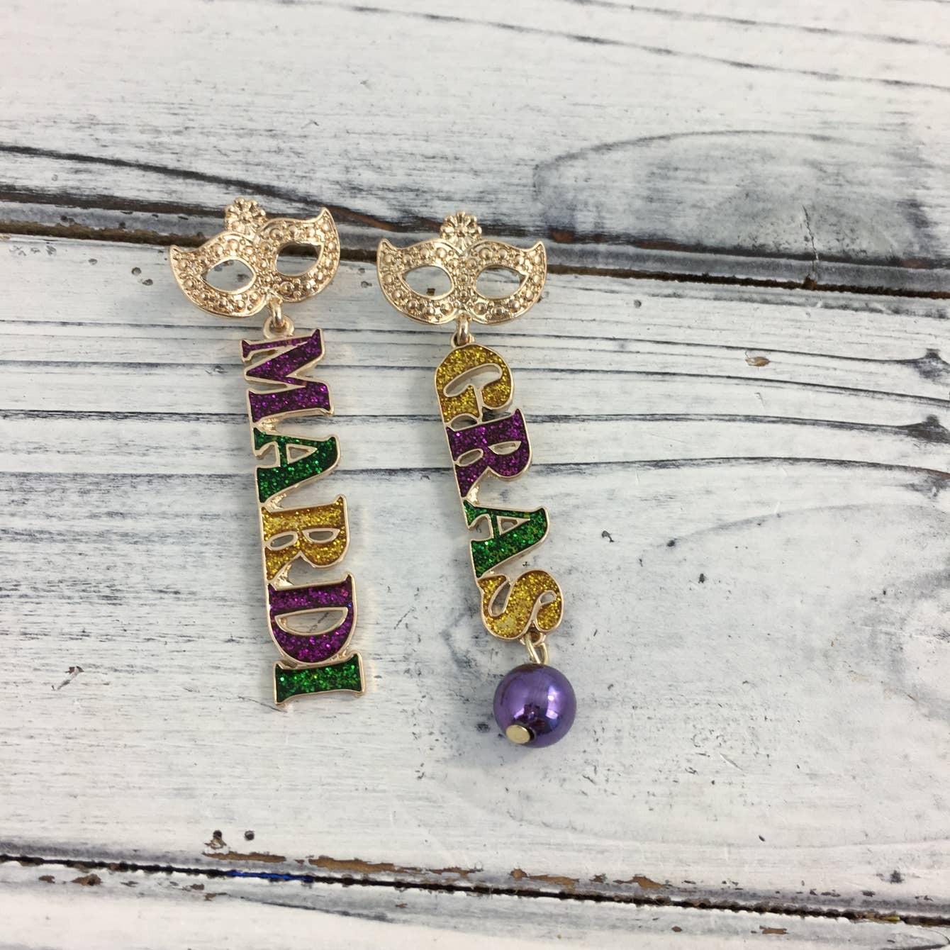 "On A Dime" Mardi Gras Glitter Earring