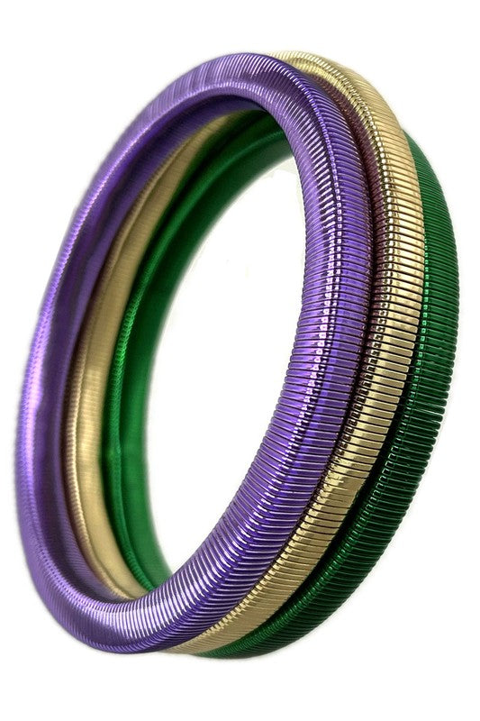 "King Cake" Mardi Gras Stretch Bracelet Set of 3