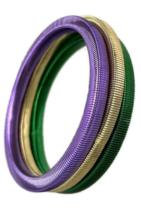 "King Cake" Mardi Gras Stretch Bracelet Set of 3