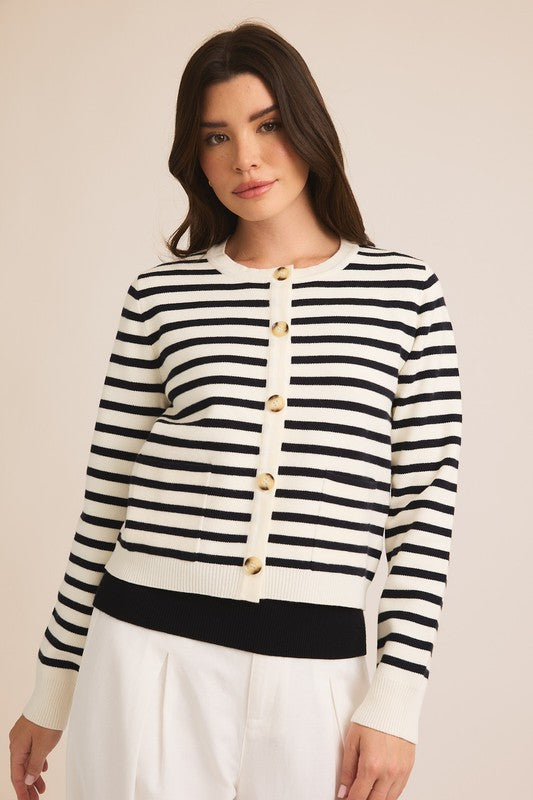 "Feeling Beautiful" Striped Long Sleeve Cardigan