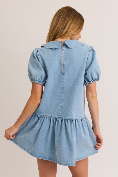 "The Girl Next Door" Collared Denim Dress