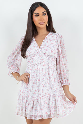 "Young A Heart" Floral Print Long Sleeve Dress