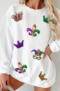 "Your Queen" Sequin Mardi Gras Sweatshirt