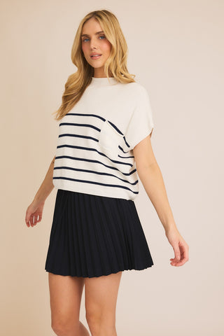 "Back In Style" High Neck Short Sleeve Sweater Top