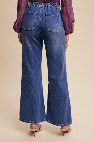 "Tara" Stretched High Rise Ankle Flare Jeans