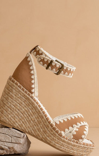 "Essie" Espadrille With Embroidered Straps