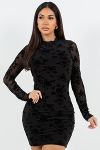 "After Hours" Floral Pattern Mesh Lined Dress