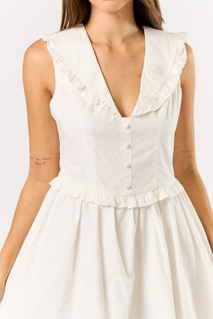 "My Sweet Side" Ruffled Collar Mini Dress