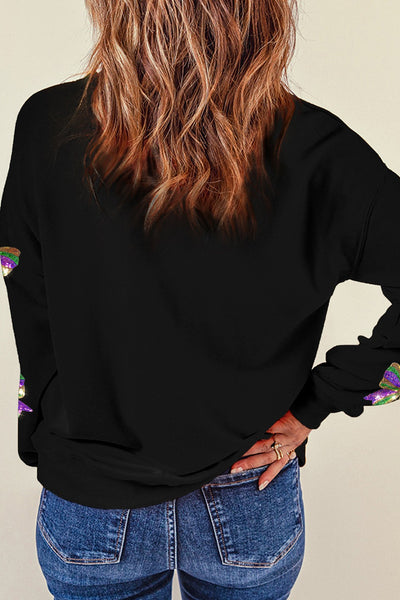 "I'll Be There" Sequin Mardi Gras Bow Sweatshirt