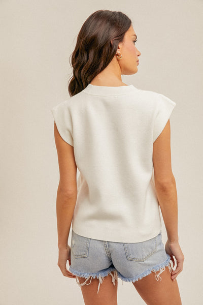 "Not The One" Sleeveless Crew Neck Sweater Top