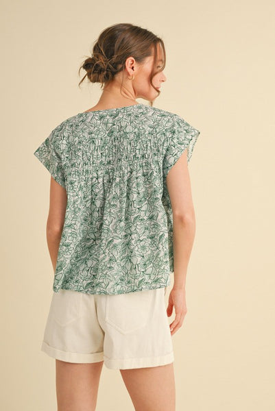 "Settling Down" Floral Print Sleeveless Top