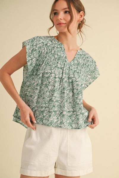 "Settling Down" Floral Print Sleeveless Top